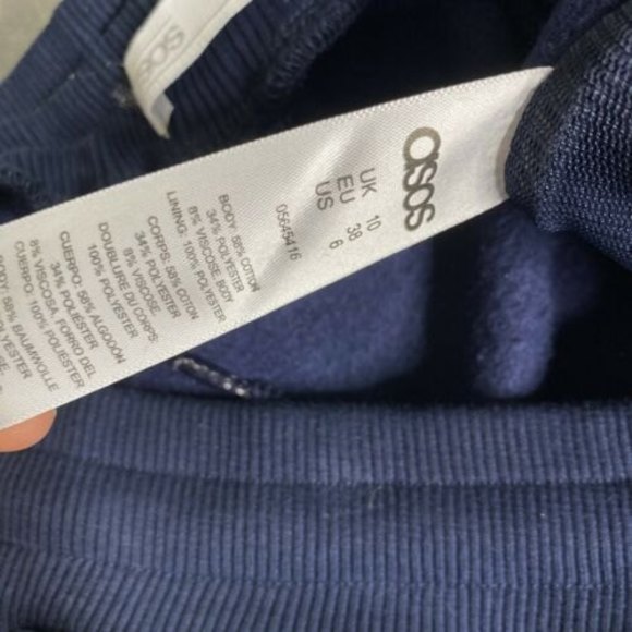 Asos Design Womens Navy Cotton Blend Jogger Pants With Big Pearls Size 6 A050522 - Picture 6 of 6